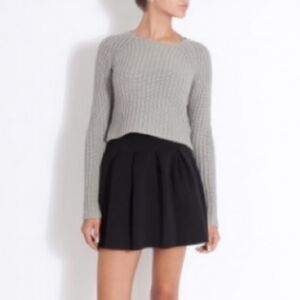 T Alexander Wang Chunky Knit Cotton Blend Gray Cropped Sweater